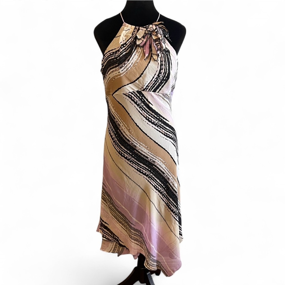 Signature by Sangria Silk Halter Asymmetrical Dress